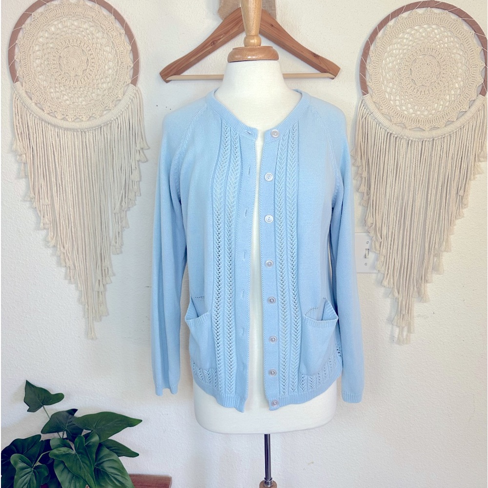 Vintage light blue button front cardigan medium
